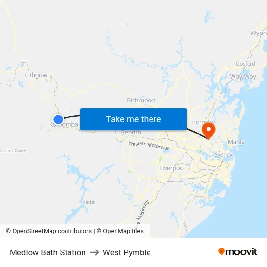 Medlow Bath Station to West Pymble map