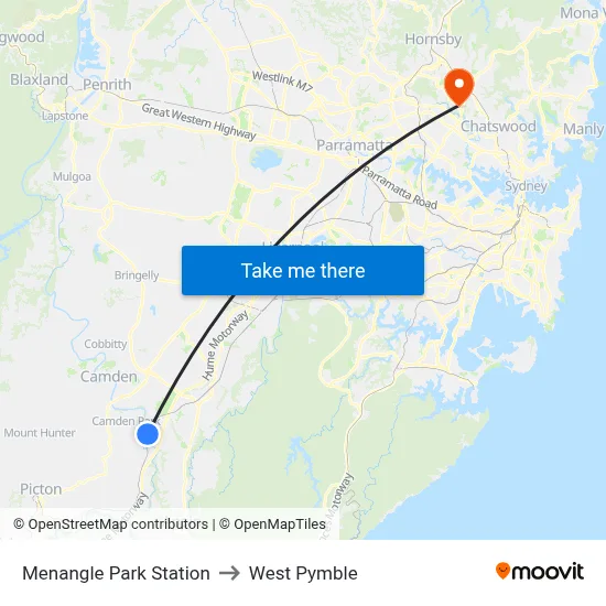 Menangle Park Station to West Pymble map