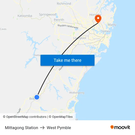 Mittagong Station to West Pymble map