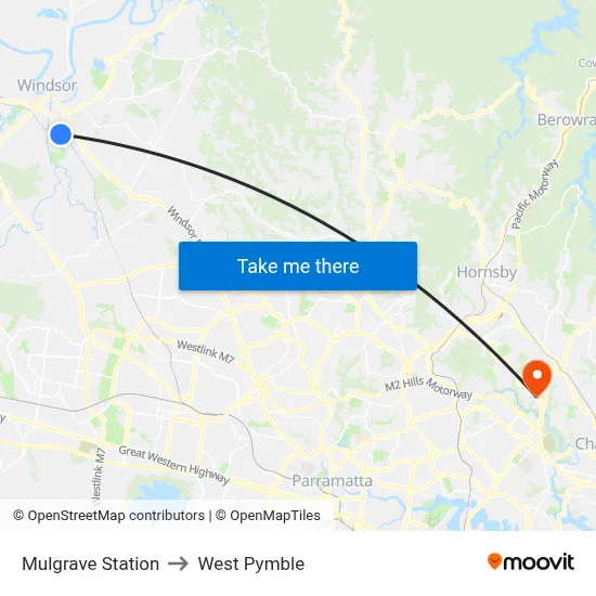 Mulgrave Station to West Pymble map