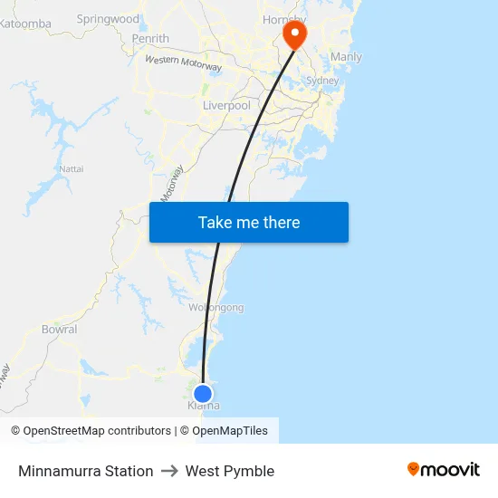 Minnamurra Station to West Pymble map