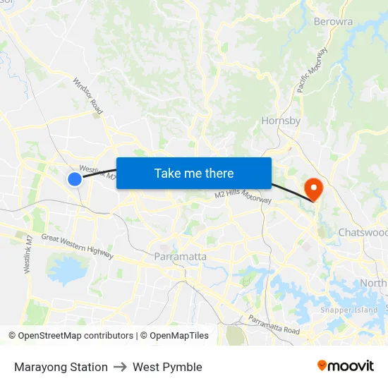 Marayong Station to West Pymble map