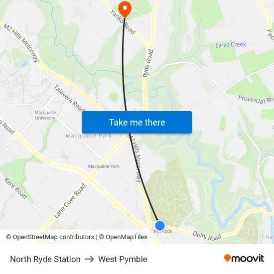 North Ryde Station to West Pymble map