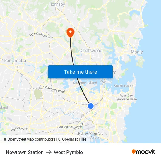 Newtown Station to West Pymble map