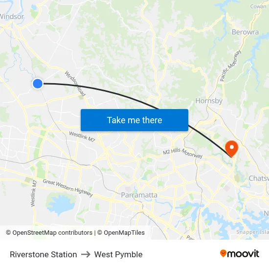 Riverstone Station to West Pymble map
