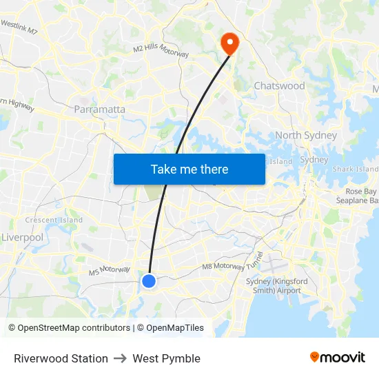 Riverwood Station to West Pymble map
