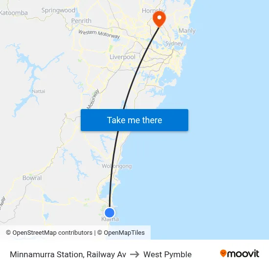 Minnamurra Station, Railway Av to West Pymble map