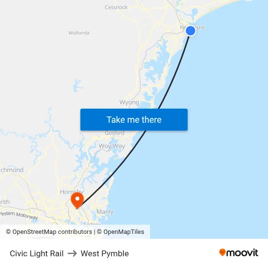 Civic Light Rail to West Pymble map