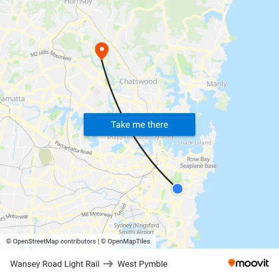 Wansey Road Light Rail to West Pymble map