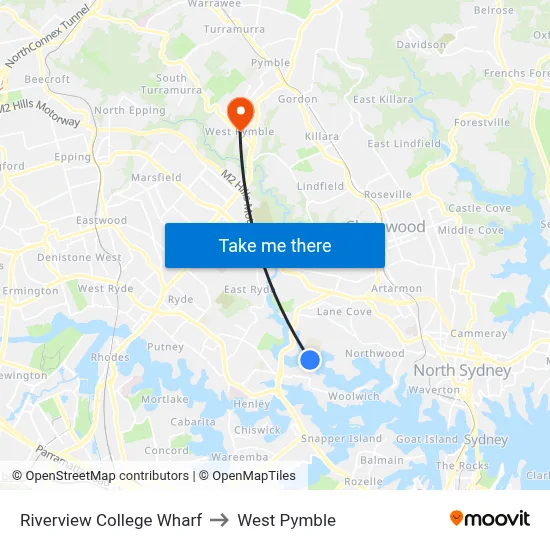 Riverview College Wharf to West Pymble map