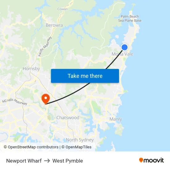 Newport Wharf to West Pymble map