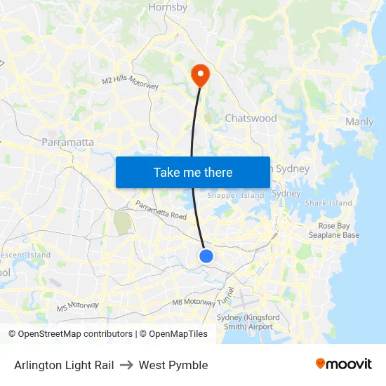 Arlington Light Rail to West Pymble map