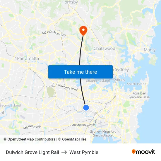 Dulwich Grove Light Rail to West Pymble map