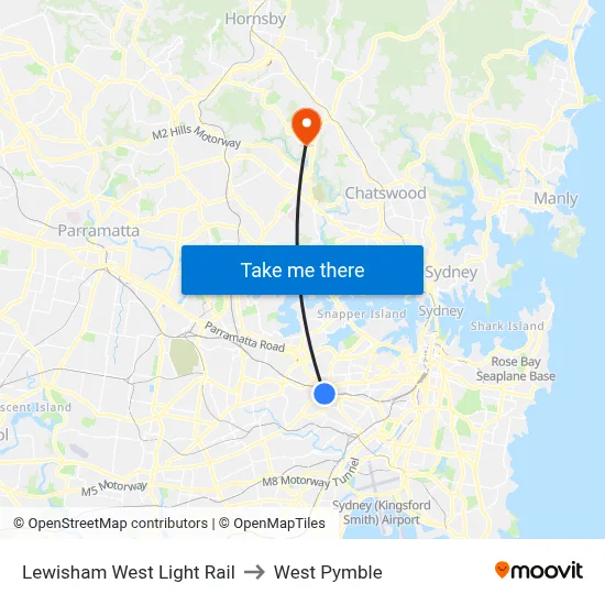 Lewisham West Light Rail to West Pymble map