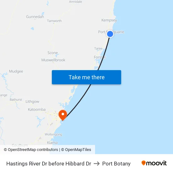 Hastings River Dr before Hibbard Dr to Port Botany map
