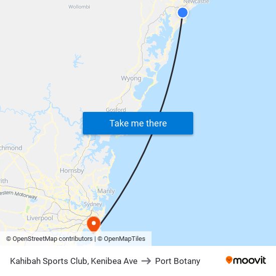 Kahibah Sports Club, Kenibea Ave to Port Botany map