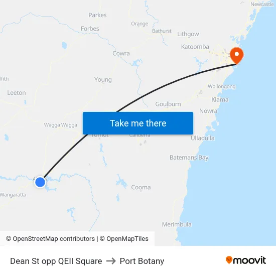 Dean St opp QEII Square to Port Botany map
