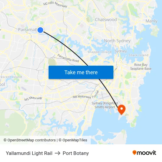 Yallamundi Light Rail to Port Botany map