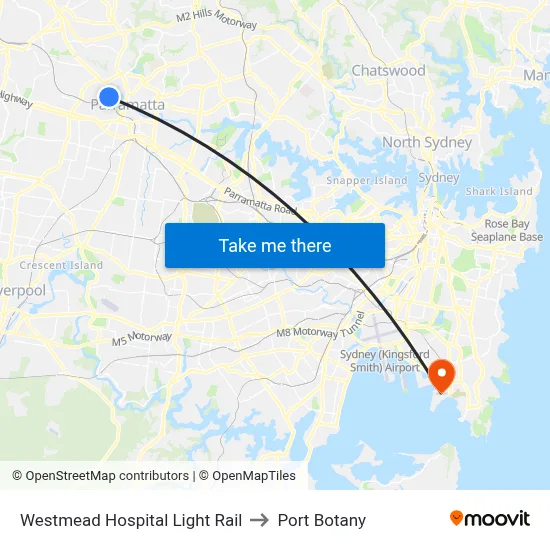 Westmead Hospital Light Rail to Port Botany map