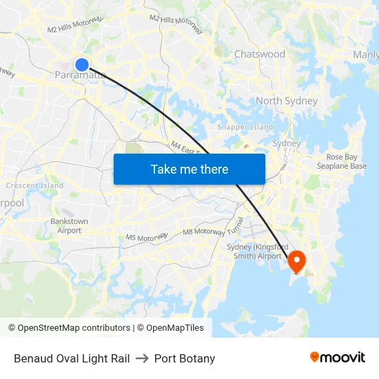 Benaud Oval Light Rail to Port Botany map