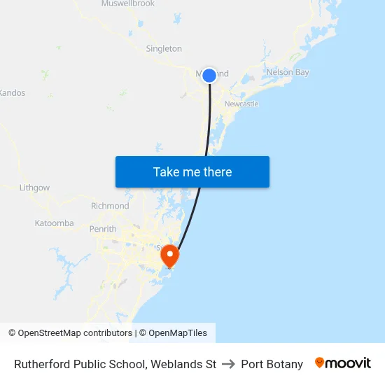 Rutherford Public School, Weblands St to Port Botany map