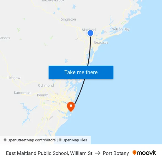 East Maitland Public School, William St to Port Botany map