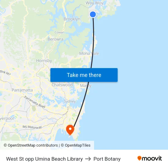 West St opp Umina Beach Library to Port Botany map