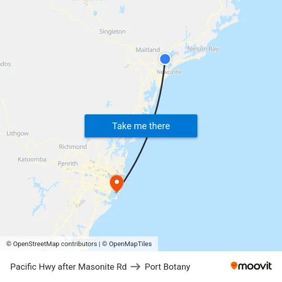 Pacific Hwy after Masonite Rd to Port Botany map