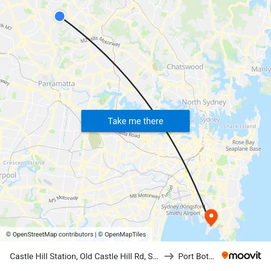 Castle Hill Station, Old Castle Hill Rd, Stand E to Port Botany map