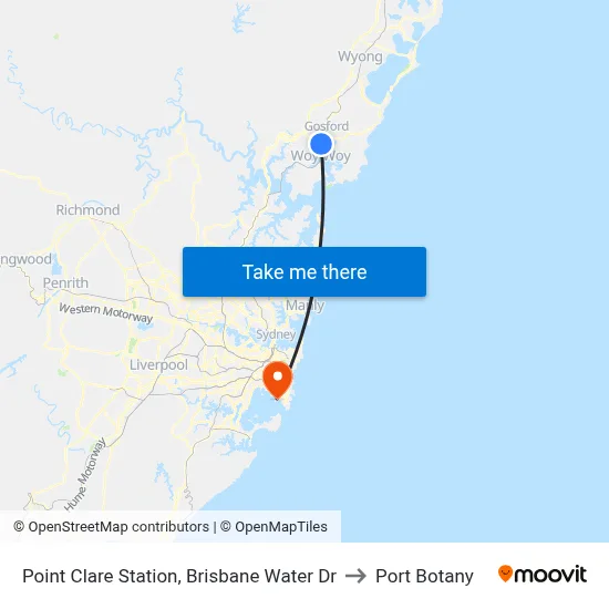 Point Clare Station, Brisbane Water Dr to Port Botany map