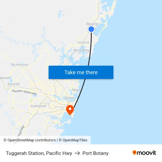 Tuggerah Station, Pacific Hwy to Port Botany map