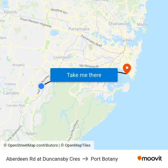Aberdeen Rd at Duncansby Cres to Port Botany map