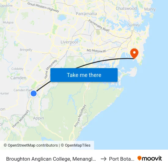 Broughton Anglican College, Menangle Rd to Port Botany map