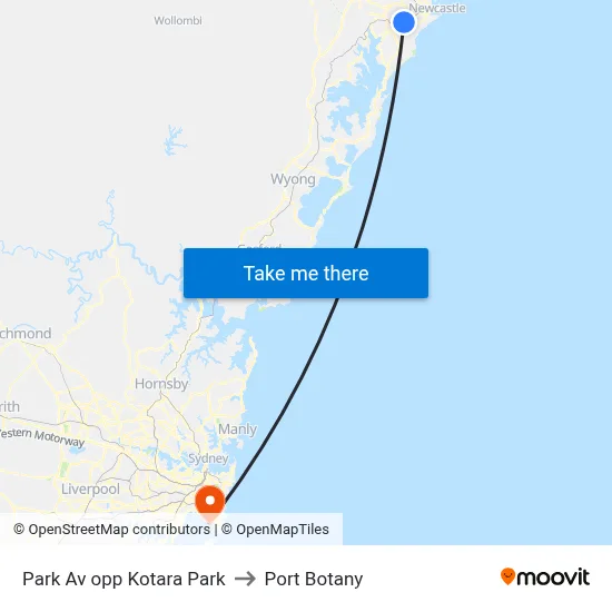 Park Av opp Kotara Park to Port Botany map