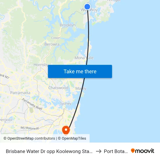Brisbane Water Dr opp Koolewong Station to Port Botany map