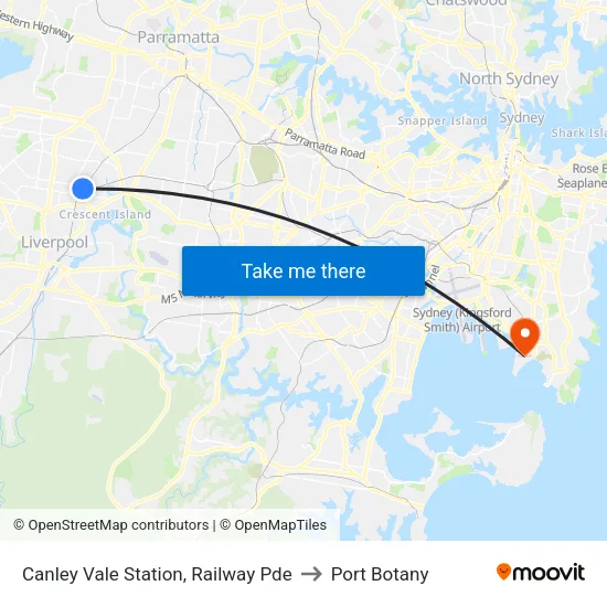 Canley Vale Station, Railway Pde to Port Botany map
