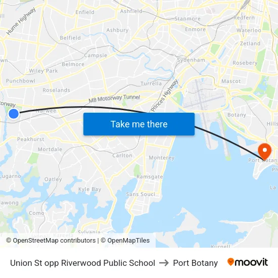 Union St opp Riverwood Public School to Port Botany map