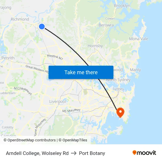 Arndell College, Wolseley Rd to Port Botany map
