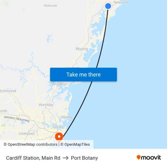 Cardiff Station, Main Rd to Port Botany map