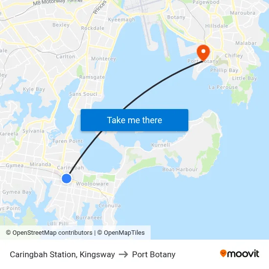 Caringbah Station, Kingsway to Port Botany map