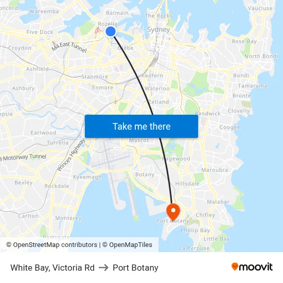 White Bay, Victoria Rd to Port Botany map