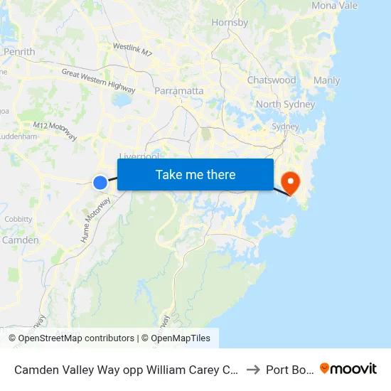 Camden Valley Way opp William Carey Christian School to Port Botany map