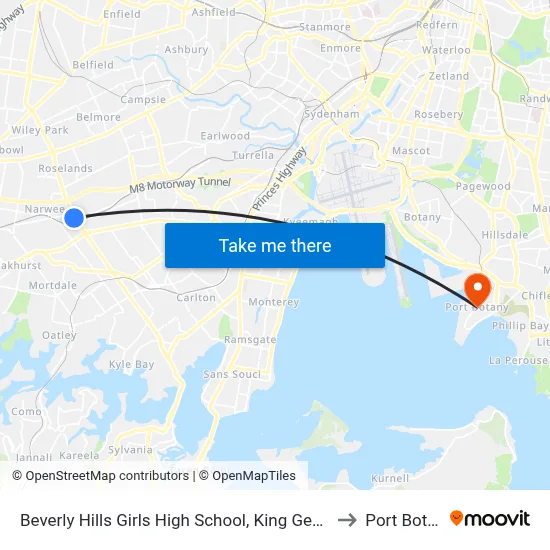 Beverly Hills Girls High School, King Georges Rd to Port Botany map