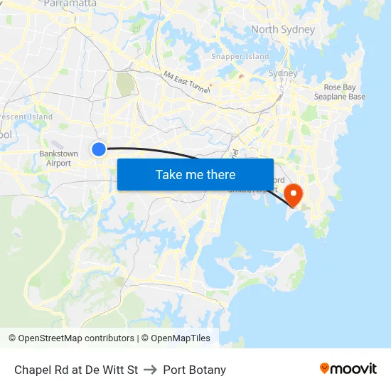 Chapel Rd at De Witt St to Port Botany map