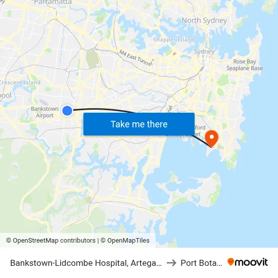 Bankstown-Lidcombe Hospital, Artegall St to Port Botany map