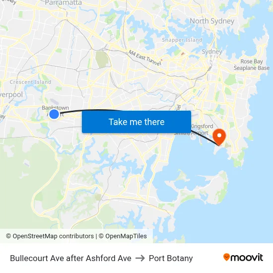 Bullecourt Ave after Ashford Ave to Port Botany map