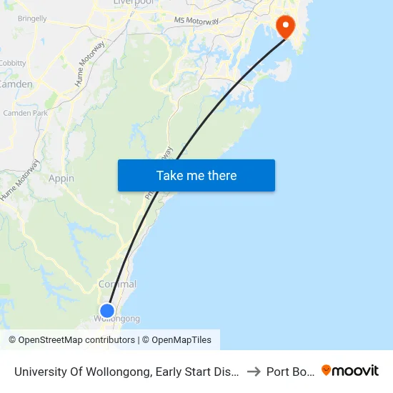 University Of Wollongong, Early Start Discovery Centre to Port Botany map