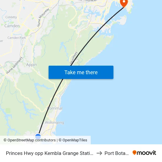 Princes Hwy opp Kembla Grange Station to Port Botany map