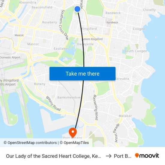 Our Lady of the Sacred Heart College, Kensington Rd, Stand B to Port Botany map