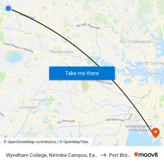 Wyndham College, Nirimba Campus, Eastern Rd to Port Botany map